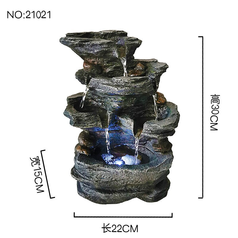 2020 New Resin Decorative Fountains Indoor Water Fountains Craft Desktop Home Decor Rockery Figurines FengShui Water Fountain