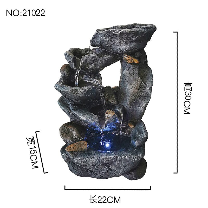 2020 New Resin Decorative Fountains Indoor Water Fountains Craft Desktop Home Decor Rockery Figurines FengShui Water Fountain