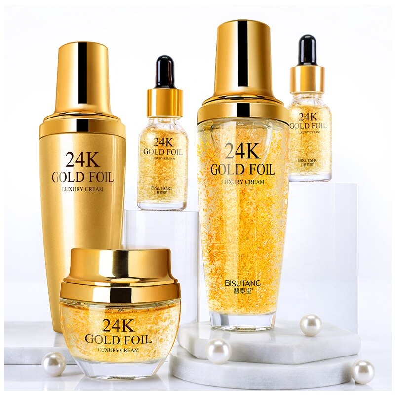 Moisturizing Brightening Anti Aging Organic 24K Gold Facial Skin Care Set