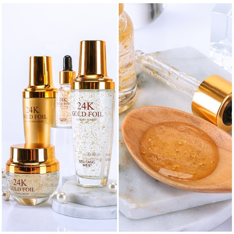 Moisturizing Brightening Anti Aging Organic 24K Gold Facial Skin Care Set