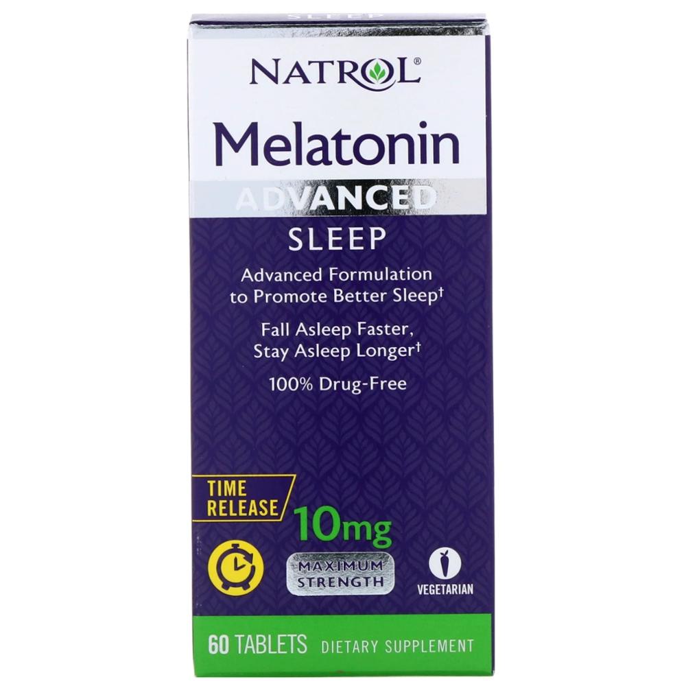 2 bottles Natrol Advanced Sleep Melatonin 10 mg 60 Tablets Calcium Vitamin Fall Asleep Faster Stay Asleep Longer FREE SHIPPING