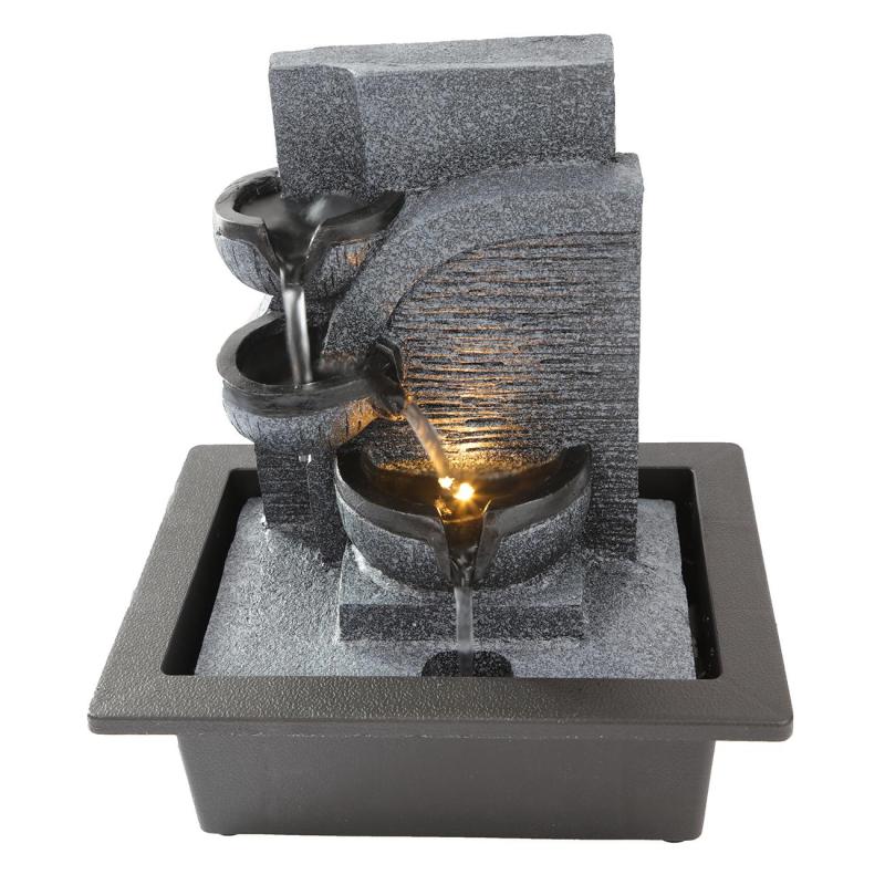 Antique Water Fountain Feng Shui Ball with LED Light Indoor Tabletop Fountain Decoration for Living Room Office Lucky Ornament