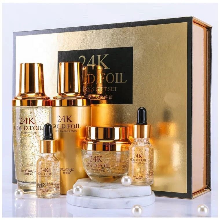 Moisturizing Brightening Anti Aging Organic 24K Gold Facial Skin Care Set