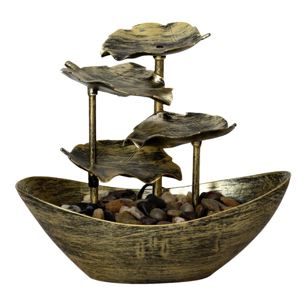 USB Desktop Fountain LED Decoration Lotus Leaf Sailing Water Fountain Decor Living Room Entrance Decor LED Atmosphere Night Light