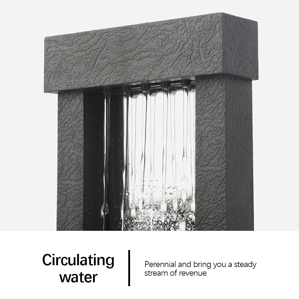 Waterfall LED Desktop Fountain Indoor Flowing Water Waterfall Fountain Lighted Tabletop Fountain with Stones for Home Decor