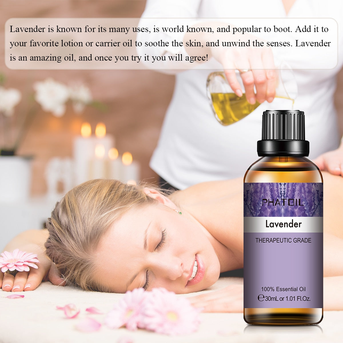 PHATOIL 3pcs Essential Oils Set for Humidifier 30ml Lavender Lemon Peppermint Aromatic Diffuser Oil for Home Candles Soap Making