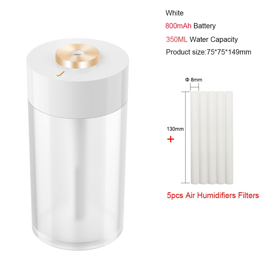 Portable Air Humidifier Wireless 2000mAh Usb Rechargeable Electric Humidifiers Diffuser Cool Mist Maker Night Lamp For Home