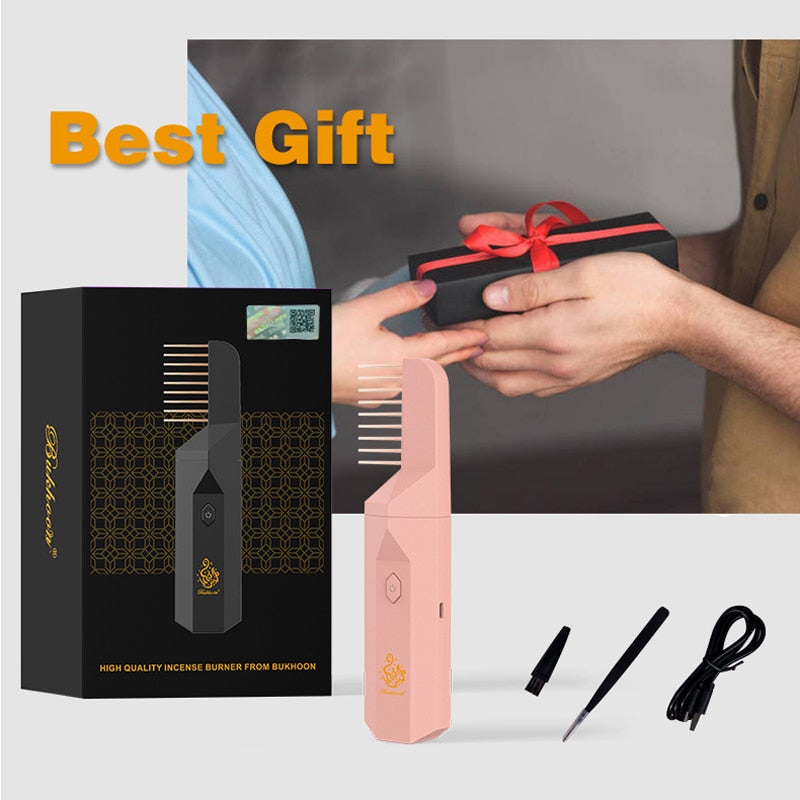 Arabic Incense Burner Electronic Portable Comb Bakhoor Ramadan Muslim Dukhoon Aroma Diffuser USB Rechargeable Oud Burning Holder