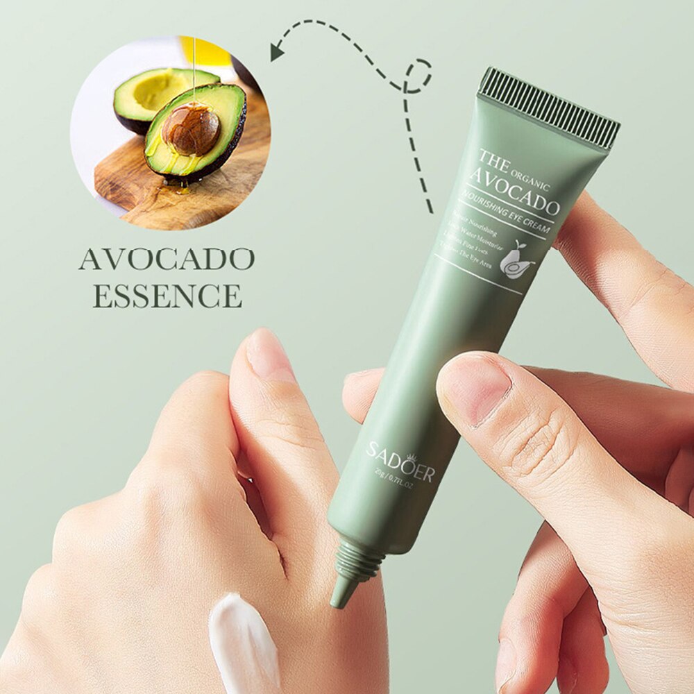 SADOER Organic Avocado Nourishing Eye Cream Fades Fine Lines Anti Dark Circles Eye Serum Eye Care Anti-Aging Korean Skin Care