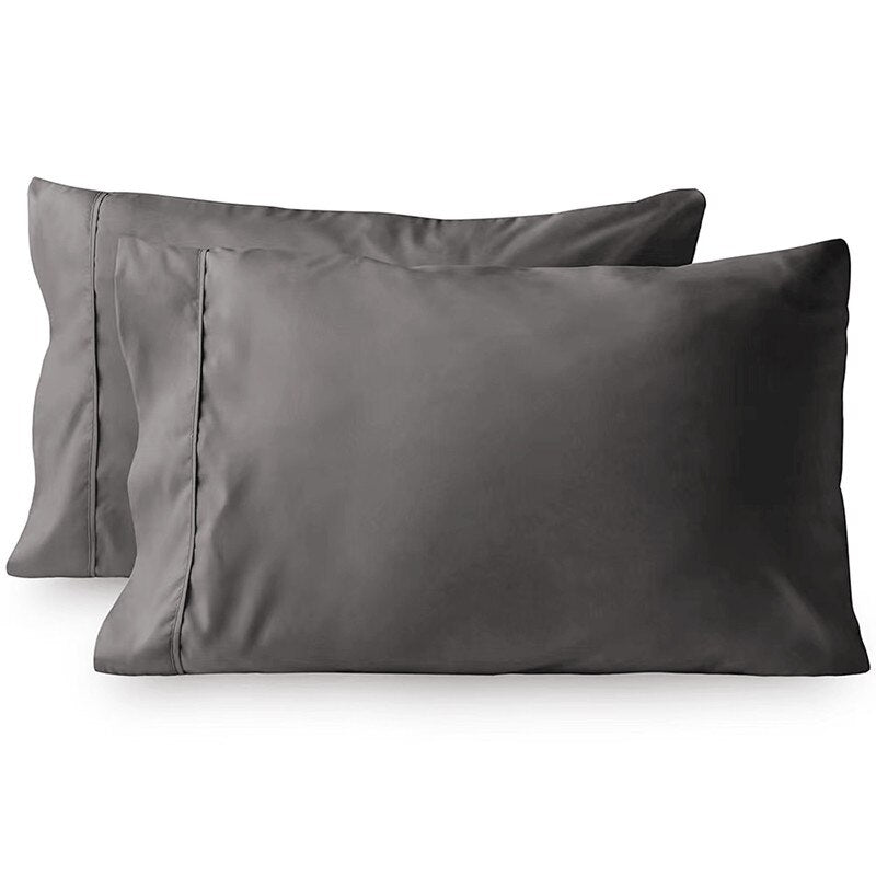 2Pcs Pillowcases 80s Cotton Satin Pillow Cover Envelope Style Solid Color Hotel High Quality Bedding Home Textiles 50x90cm