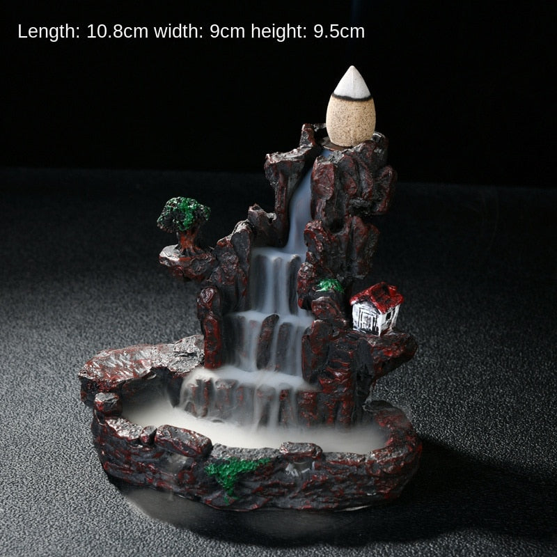 High Mountain Flowing Water Backflow Incense Burner Ceramic Incense Burner Creative Incense Road Decoration Resin Crafts