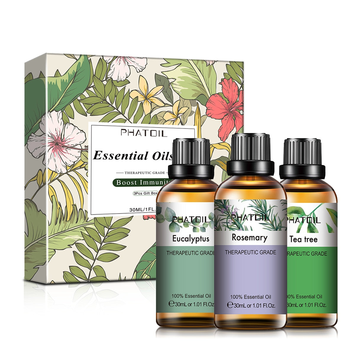 PHATOIL 3pcs Essential Oils Set for Humidifier 30ml Lavender Lemon Peppermint Aromatic Diffuser Oil for Home Candles Soap Making