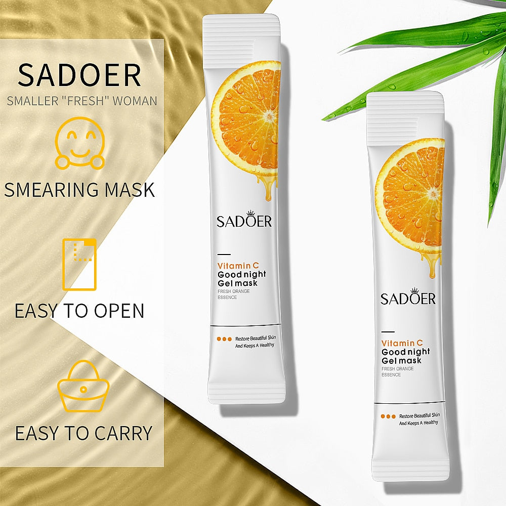 20Pcs Sleeping Face Mask No Wash Liquid Vitamin C Facial Gel Mask VC Whitening Firming Face Care Moisturizing Skin Care Mask