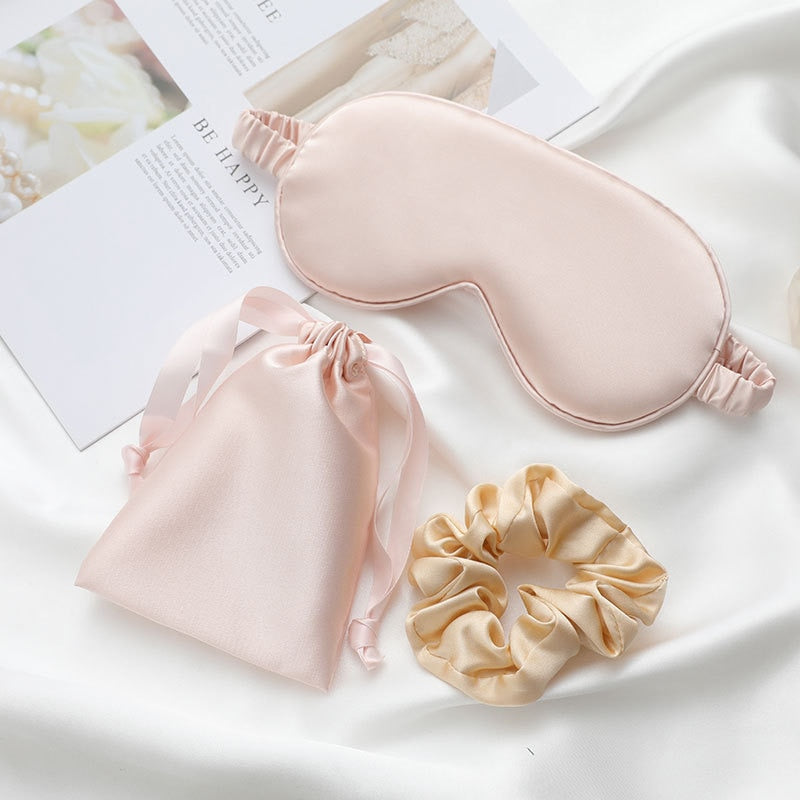 Sleeping Mask Silk Eye Night Mask Sleep Band Aid Eyes Cover Sort Patches For Women Blindfold Health Breathing Relax Nap Bandage