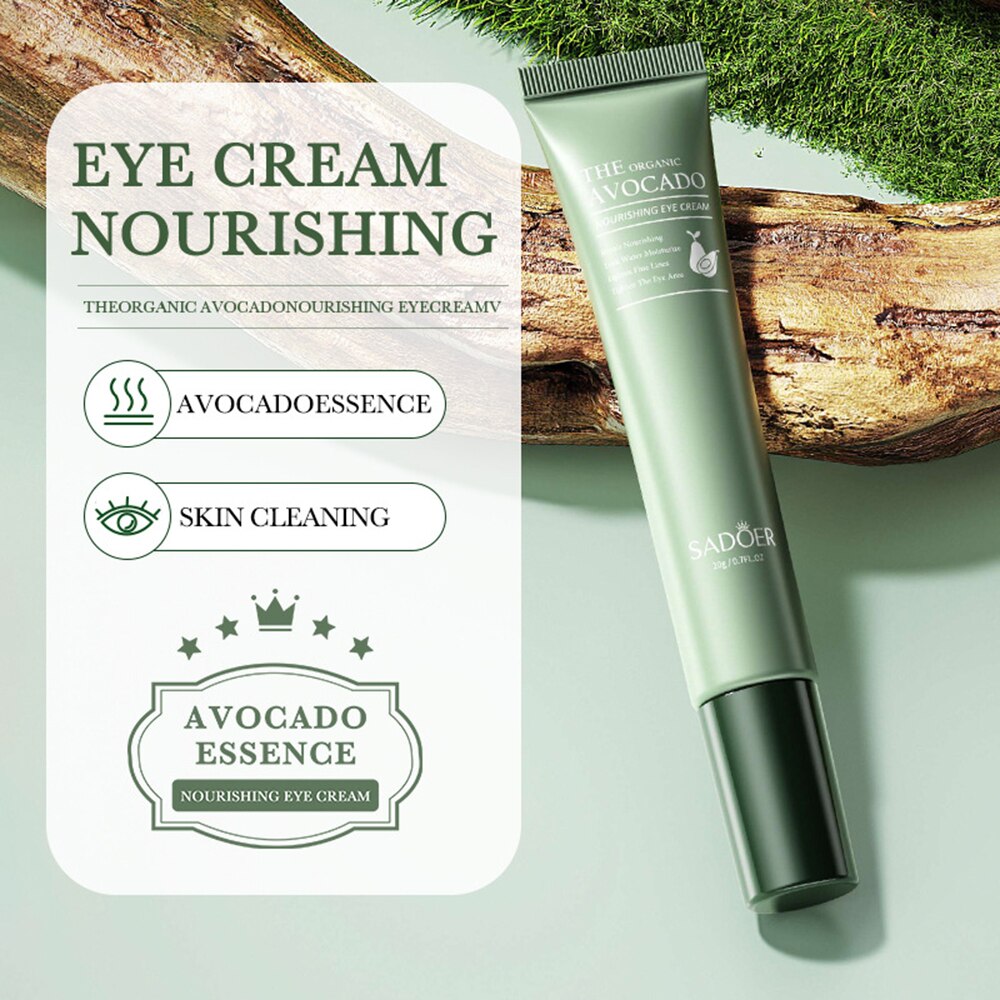 SADOER Organic Avocado Nourishing Eye Cream Fades Fine Lines Anti Dark Circles Eye Serum Eye Care Anti-Aging Korean Skin Care