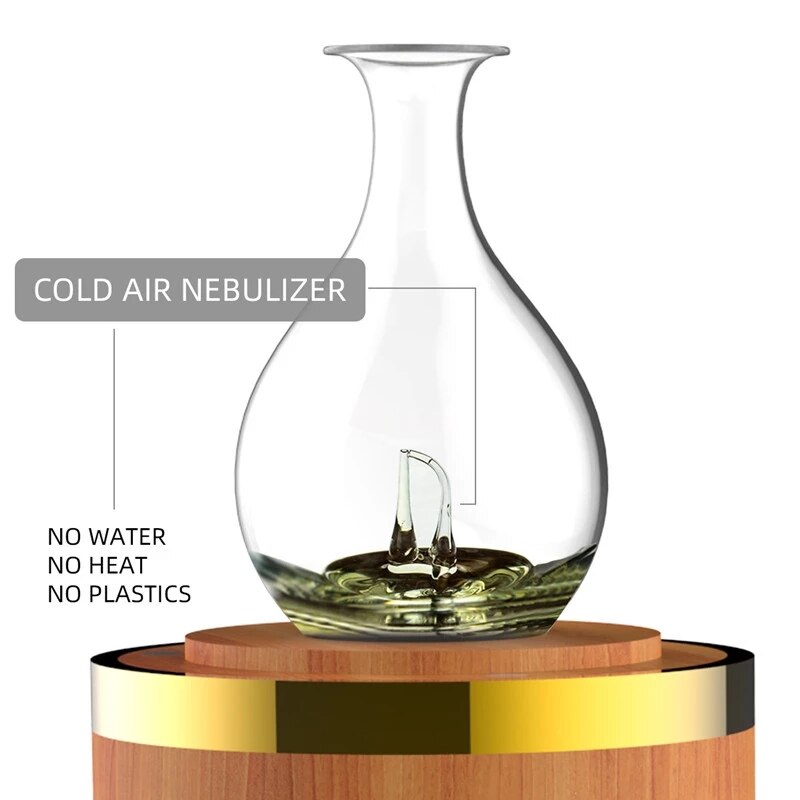 Aroma Essential Oil Diffuser Nebulizer Wood Mini Portable Waterless Aromatherapy Diffuser Home Glass Aroma Diffuser Gift