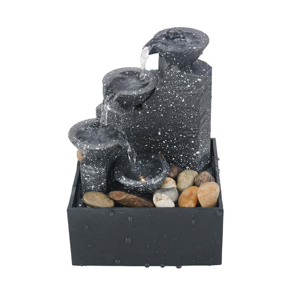 Water Fountain Desktop Ornaments Flowing Waterfall Gather Luck Feng Shui Flowing Water Waterfall With Led Light Table Decor