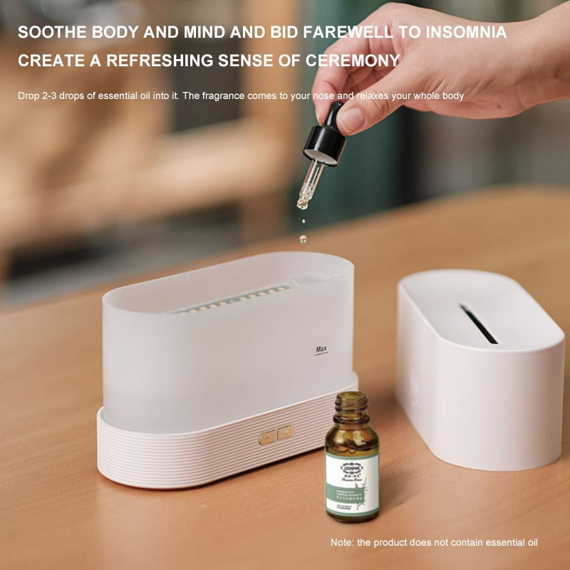 Flame Humidifier Essential Oil Diffuser Simulation Flame USB Ultrasonic Humidifier Aromatherapy Flame Lamp Difusor Home Office