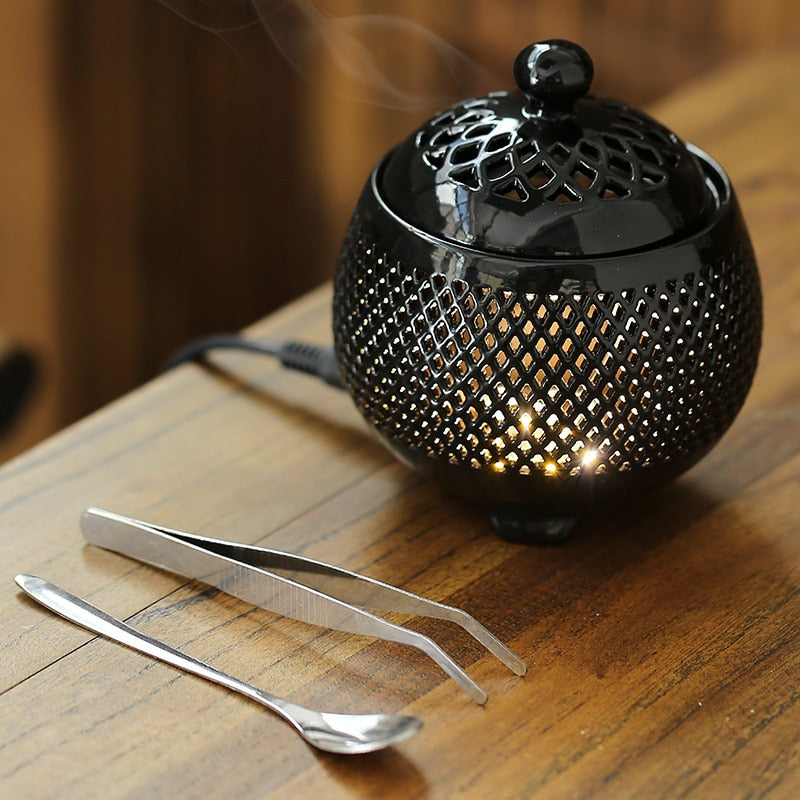 Electric Incense Burner Essential Oil Burner Mosquito Coil Holder Ceramic Aroma Home Fragrance Sandalwood Quemador De Incienso