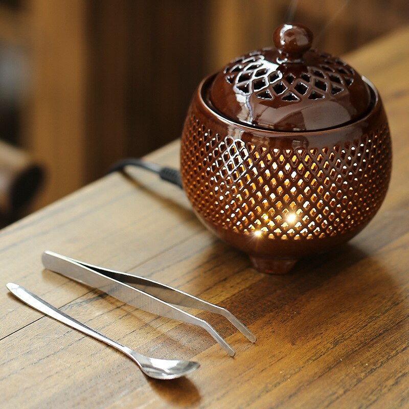 Electric Incense Burner Essential Oil Burner Mosquito Coil Holder Ceramic Aroma Home Fragrance Sandalwood Quemador De Incienso