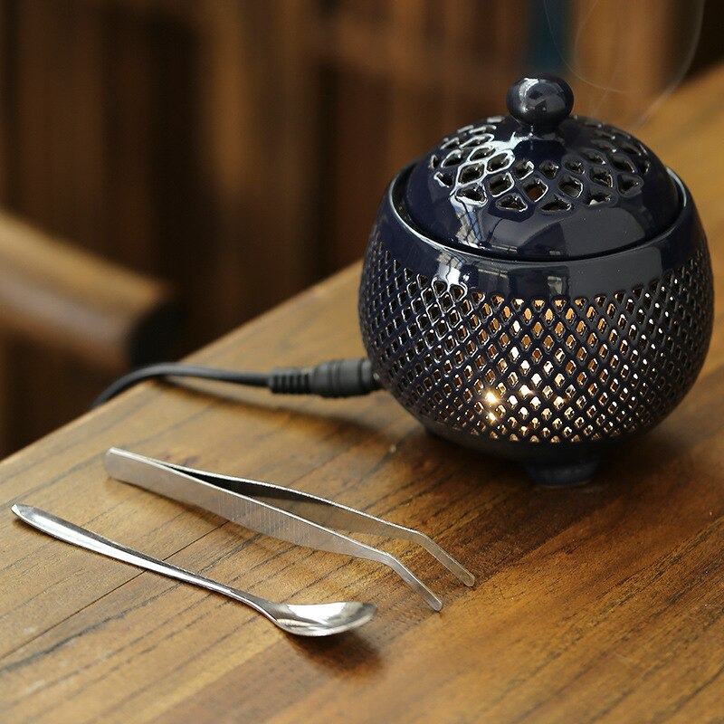 Electric Incense Burner Essential Oil Burner Mosquito Coil Holder Ceramic Aroma Home Fragrance Sandalwood Quemador De Incienso