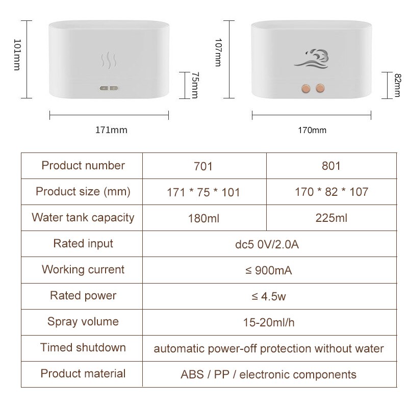 Flame Humidifier Essential Oil Diffuser Simulation Flame USB Ultrasonic Humidifier Aromatherapy Flame Lamp Difusor Home Office