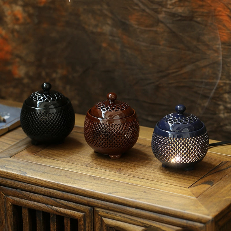 Electric Incense Burner Essential Oil Burner Mosquito Coil Holder Ceramic Aroma Home Fragrance Sandalwood Quemador De Incienso