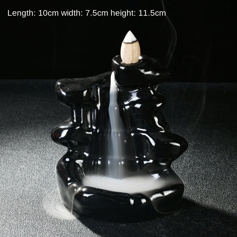 High Mountain Flowing Water Backflow Incense Burner Ceramic Incense Burner Creative Incense Road Decoration Resin Crafts