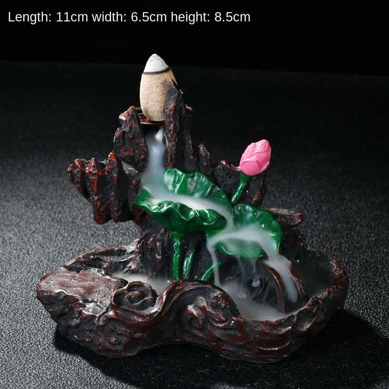 High Mountain Flowing Water Backflow Incense Burner Ceramic Incense Burner Creative Incense Road Decoration Resin Crafts