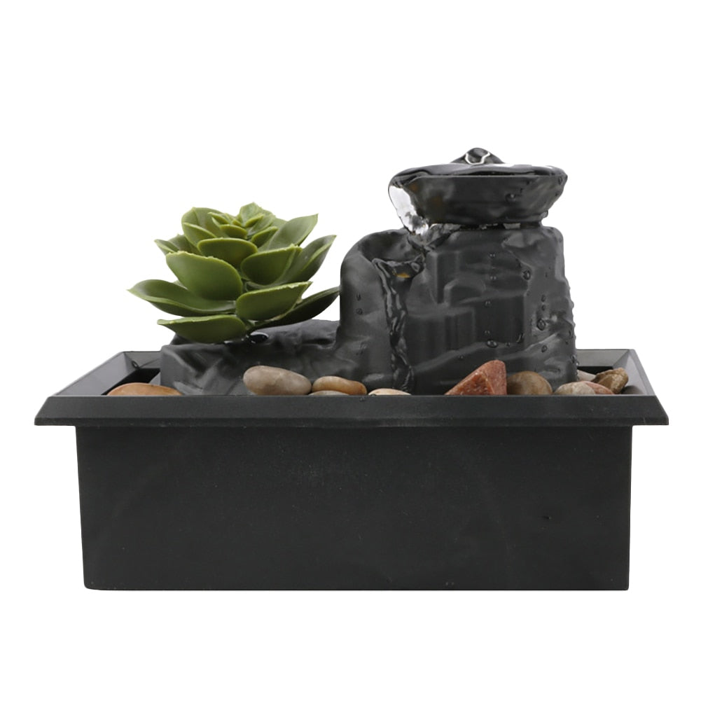 Water Fountain Desktop Ornaments Flowing Waterfall Gather Luck Feng Shui Flowing Water Waterfall With Led Light Table Decor