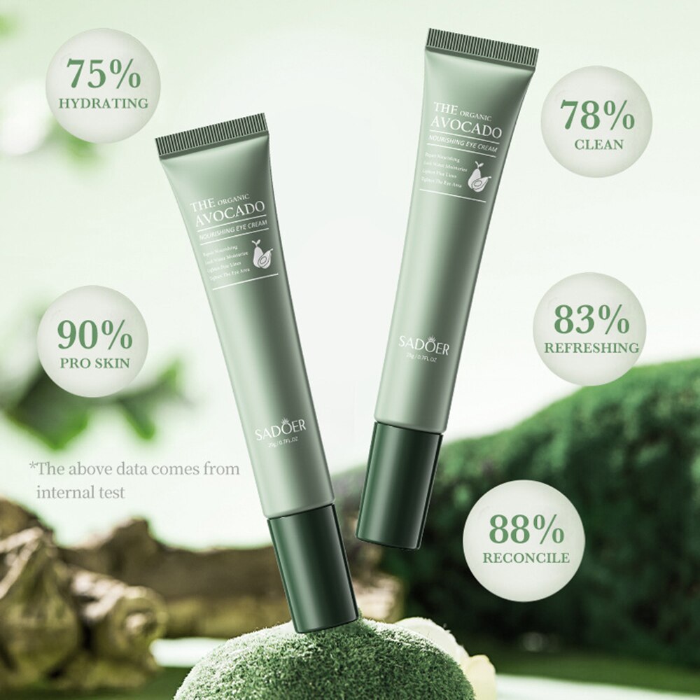 SADOER Organic Avocado Nourishing Eye Cream Fades Fine Lines Anti Dark Circles Eye Serum Eye Care Anti-Aging Korean Skin Care