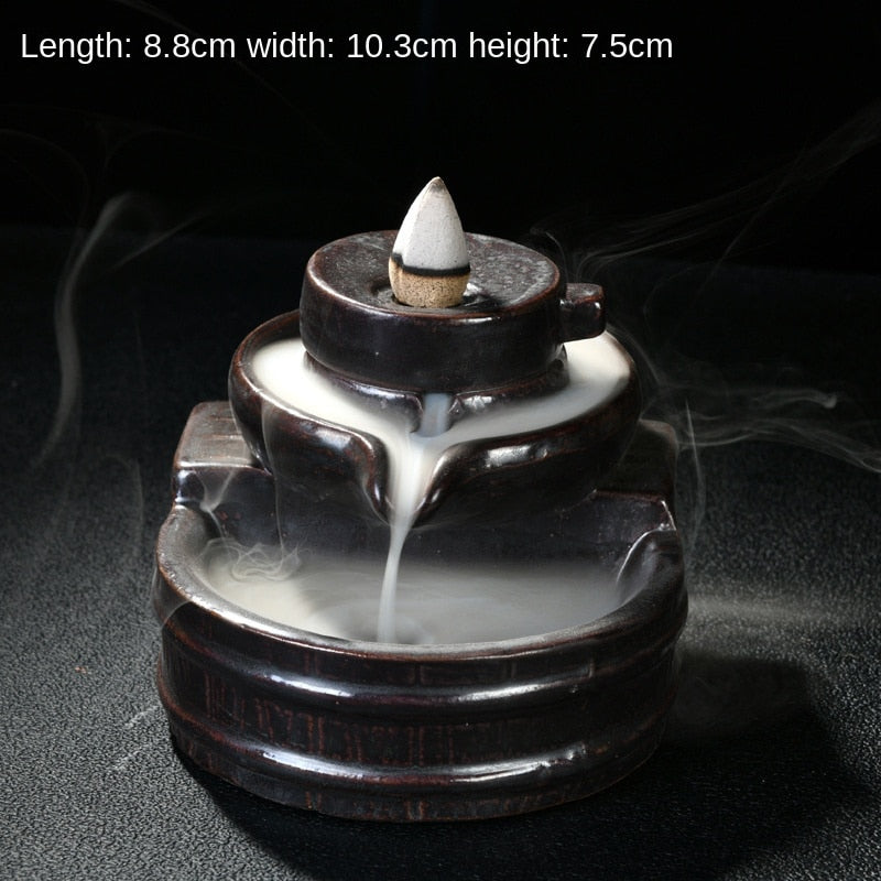 High Mountain Flowing Water Backflow Incense Burner Ceramic Incense Burner Creative Incense Road Decoration Resin Crafts