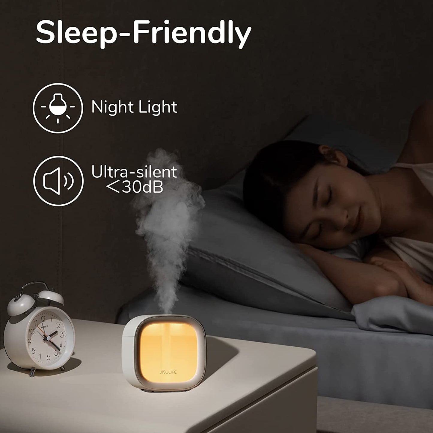 JISULIFE Portable Mini Humidifier Rechargeable Night Light Aromatherapy diffuser Mist Small Car Humidifier Quiet Desk Humidifier