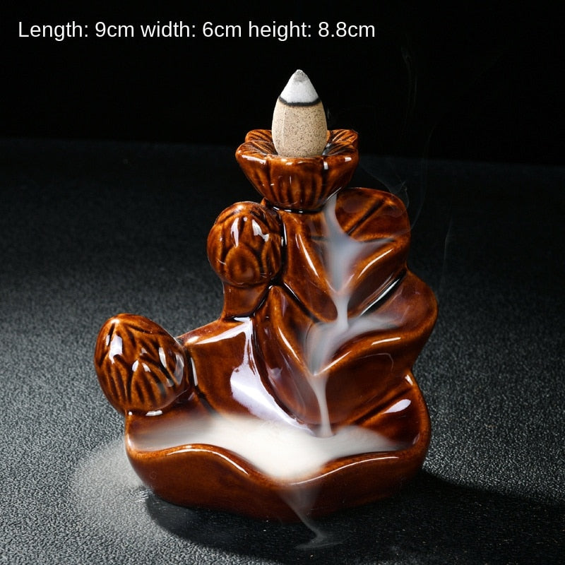 High Mountain Flowing Water Backflow Incense Burner Ceramic Incense Burner Creative Incense Road Decoration Resin Crafts