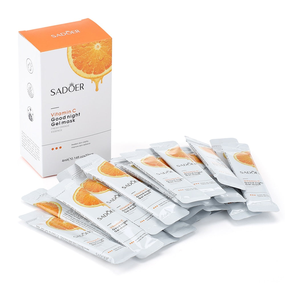 20Pcs Sleeping Face Mask No Wash Liquid Vitamin C Facial Gel Mask VC Whitening Firming Face Care Moisturizing Skin Care Mask
