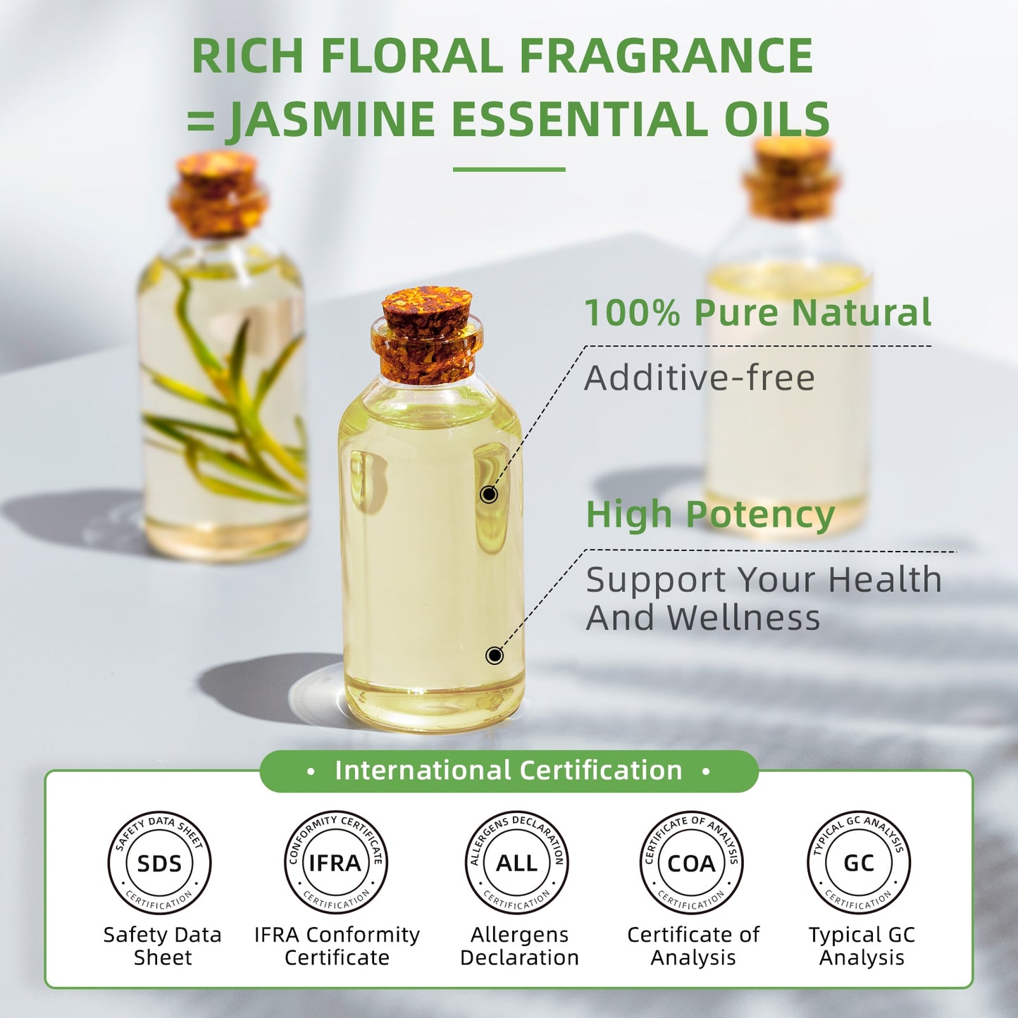 HIQILI 100ML Jasmine Essential Oils ,100% Pure Nature for Aromatherapy | Used for Diffuser,Humidifier,Massage | Fragrance DIY