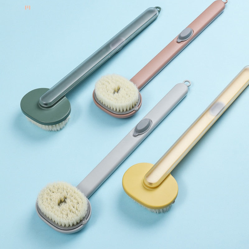 Long Handle Liquid Bath Brush Bathroom Body Brushes Back Body Bath Shower Sponge Exfoliating Scrub Massager Skin Cleaning Tools