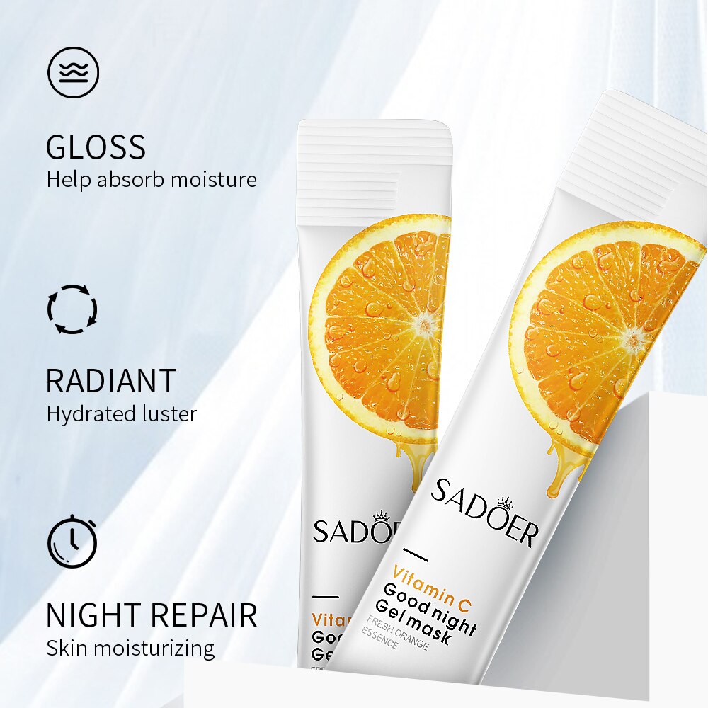 20Pcs Sleeping Face Mask No Wash Liquid Vitamin C Facial Gel Mask VC Whitening Firming Face Care Moisturizing Skin Care Mask