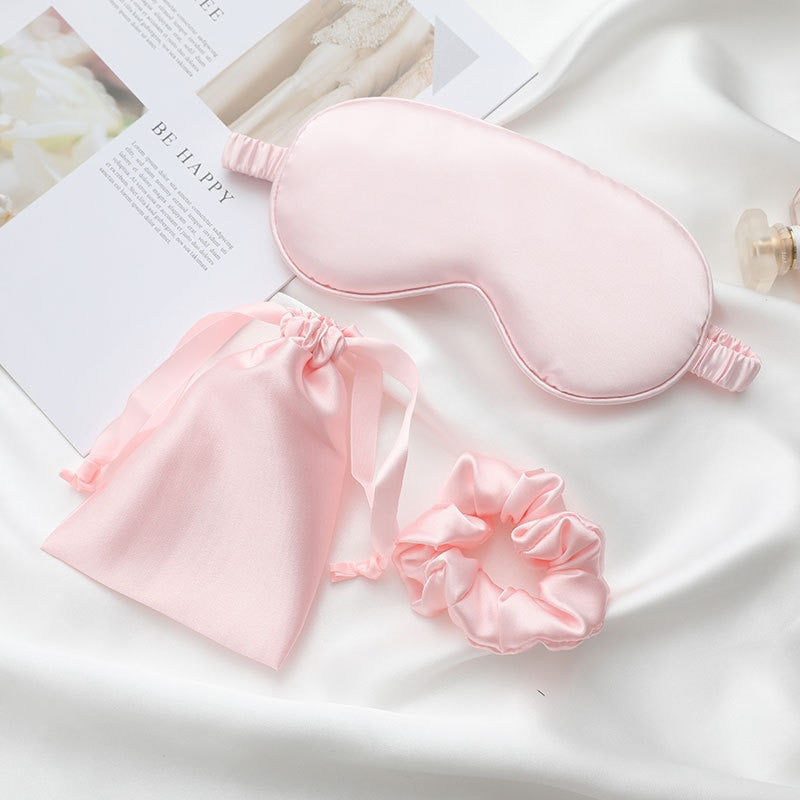Sleeping Mask Silk Eye Night Mask Sleep Band Aid Eyes Cover Sort Patches For Women Blindfold Health Breathing Relax Nap Bandage