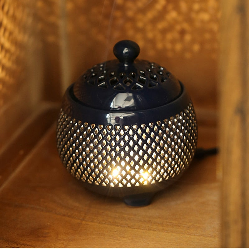 Electric Incense Burner Essential Oil Burner Mosquito Coil Holder Ceramic Aroma Home Fragrance Sandalwood Quemador De Incienso