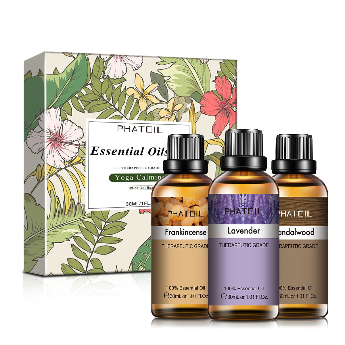 PHATOIL 3pcs Essential Oils Set for Humidifier 30ml Lavender Lemon Peppermint Aromatic Diffuser Oil for Home Candles Soap Making